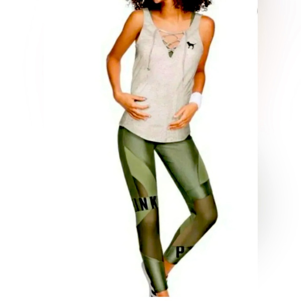 Victoria’s Secret Pink | Womens Leggings | S | Shiny Sage | EUC